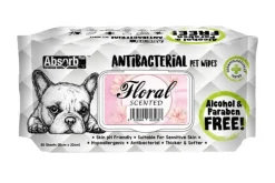 Outlet Pet Pacific Misc. Absorb Plus - Antibacterial Dog Wipes Floral (80pk)