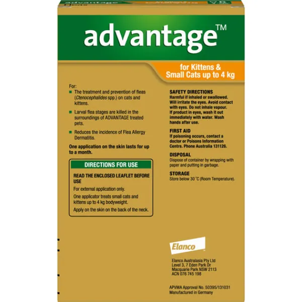 Clearance Advantage - Flea Treatment for Cats up to 4kg (6pk)