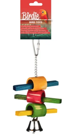 New Pet Pacific Misc. Birdie - Rainbow Stick n Ring Bird Toy