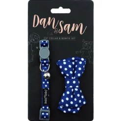 Online Dan and Sam Dan & Sam - Cat Collar & Bowtie (Navy Dream)