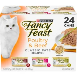 Best Nestle Wet FANCY FEAST - Adult Classic Poultry & Beef Patè Collection Wet Cat Food (85g x 24pk)