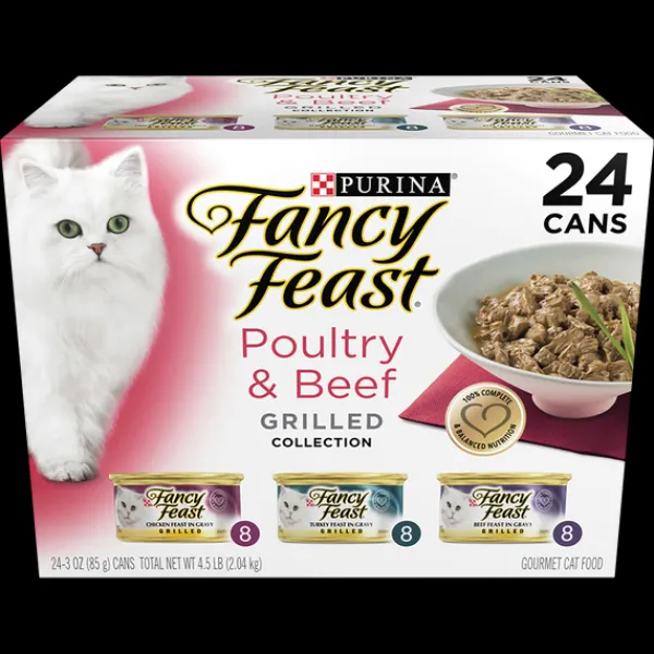 New Nestle Wet FANCY FEAST - Adult Classic Poultry & Beef Grilled Collection Wet Cat Food (85g x 24pk)