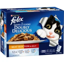 Fashion Nestle Wet FELIX - Adult Doubly Delicious Meat Selection in Jelly Wet Cat Food (85g x 12pk)