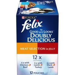 Fashion Nestle Wet FELIX - Adult Doubly Delicious Meat Selection in Jelly Wet Cat Food (85g x 12pk)