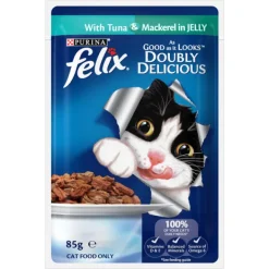 Discount Nestle Wet FELIX - Adult Doubly Delicious Fish Selection in Jelly Wet Cat Food (85g x 12pk)