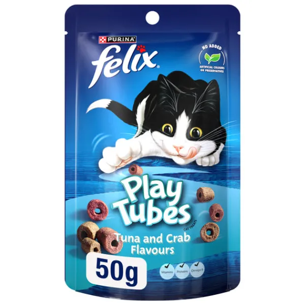 Clearance Nestle Pet Treats FELIX - Play Tubes Tuna & Crab Cat Treats (50g)