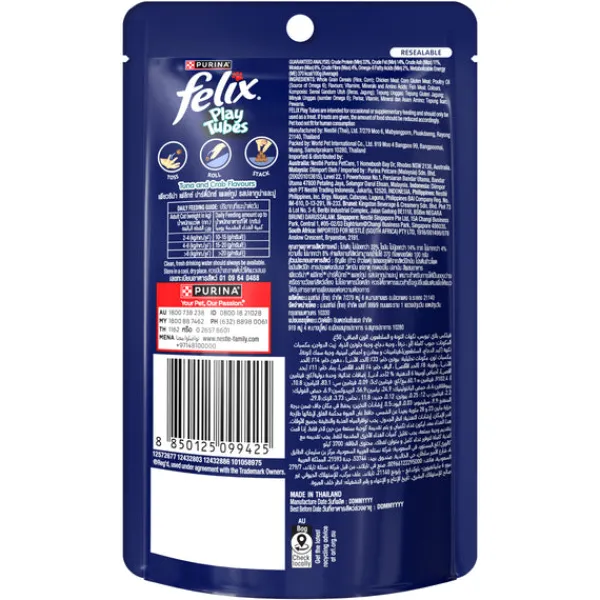 Clearance Nestle Pet Treats FELIX - Play Tubes Tuna & Crab Cat Treats (50g)
