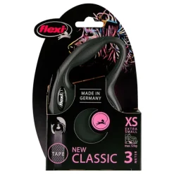 Hot Natures Best Flexi - New Classic Retractable Tape Lead for X-Small Dog Black (3m)