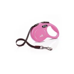 Clearance Natures Best Flexi - New Classic Retractable Tape Lead for Medium Dog Pink (5m)
