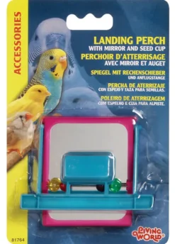 Clearance Pet Pacific Misc. Living World - Mirror with Perch Beads and Feeders