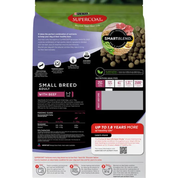 Best Supercoat - Adult Small Breed with Beef Dog Dry Food (2.8kg)