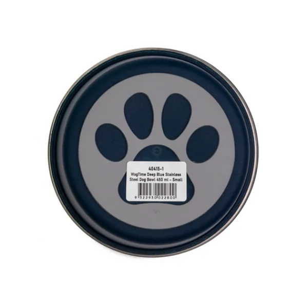 Discount WagTime - Deep Blue Stainless Steel Dog Bowl (Small)