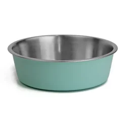 Best WagTime - Pastel Blue Stainless Steel Dog Bowl (Large)