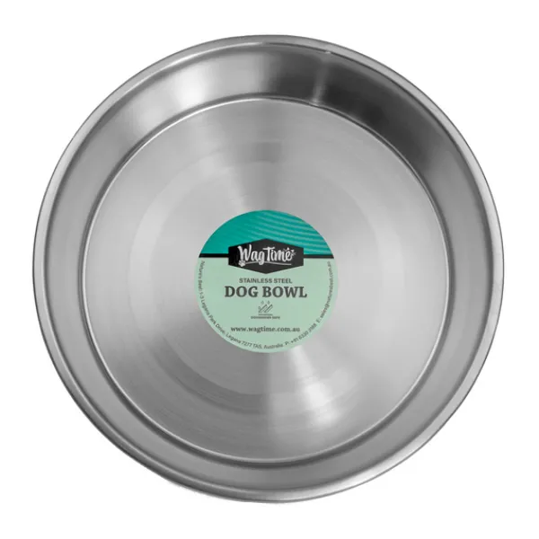 Best WagTime - Pastel Blue Stainless Steel Dog Bowl (Large)