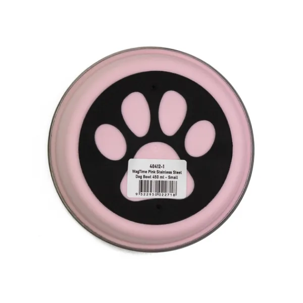 Sale WagTime - Pink Stainless Steel Dog Bowl (Small)